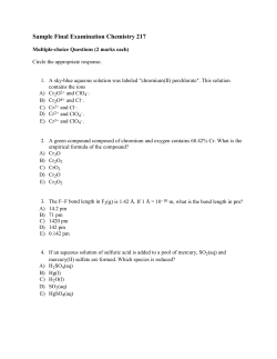 Sample Final Examination Chemistry 217
