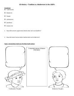 US History &ndash; Tradition vs. Modernism in the 1920`s