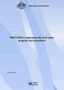 FDFFS2001A Implement the food safety program and procedures