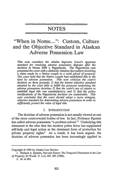 Custom, Culture and the Objective Standard in Alaskan Adverse