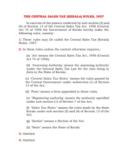 THE CENTRAL SALES TAX (KERALA) RULES, 1957 In exercise of
