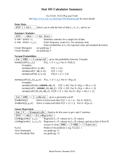 Stat 101 Calculator Summary