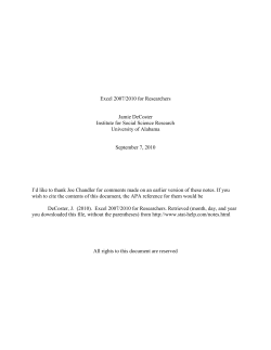 Excel 2007/2010 for Researchers - Stat