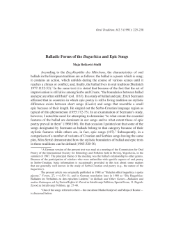Balladic Forms of the Bugar&scaron;tica and Epic Songs