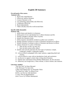 English 2B Summary - BooneHighSchoolEnglish2B