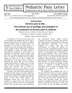 Pediatric Pain Letter - Special Interest Group on Pain in Childhood