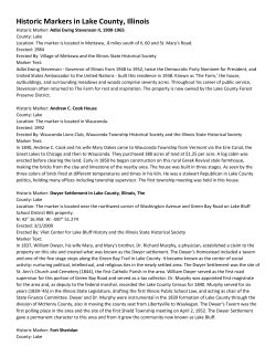 Historic Markers in Lake County, Illinois - BSA