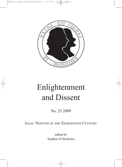 Enlightenment and Dissent - The Queen Mary Centre for Religion