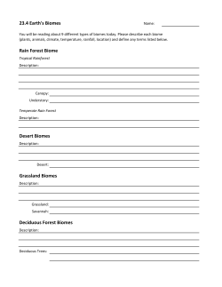 23.4 Earth`s Biomes Rain Forest Biome Desert Biomes Grassland