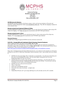 School of Nursing Booklists and Materials List Fall 2016 N1 Cohort