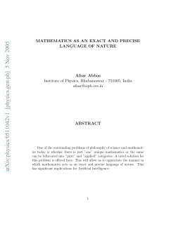 Mathematics as an Exact and Precise Language of Nature