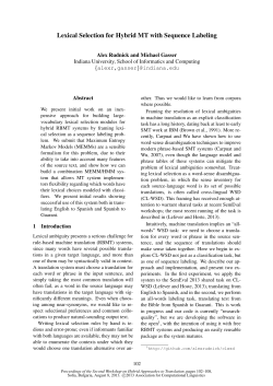 Lexical Selection for Hybrid MT with Sequence Labeling