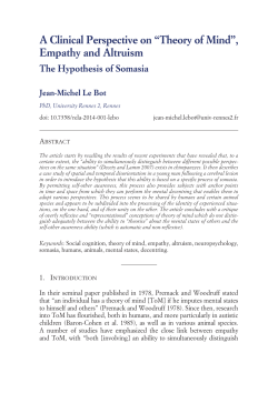 A Clinical Perspective on &ldquo;Theory of Mind&rdquo;, Empathy