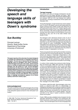 Down Syndrome Research and Practice Volume 1 Number 2 Pages