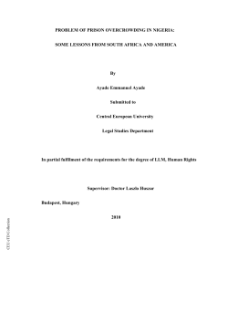 PROBLEM OF PRISON OVERCROWDING IN NIGERIA