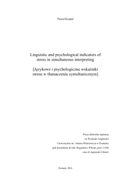Stress in simultaneous interpreting