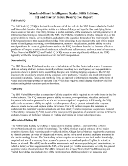 Stanford-Binet Intelligence Scales, Fifth Edition, IQ and Factor Index
