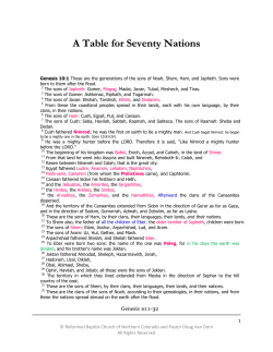 A Table for Seventy Nations - Reformed Baptist Church of Northern