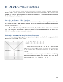 8.1 Absolute Value Functions