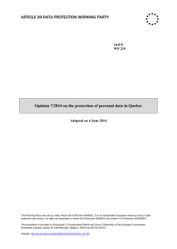 Opinion 7/2014 on the