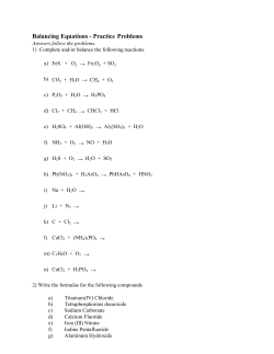 Chemical Reactions Worksheet