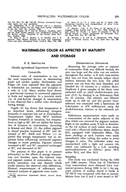 Watermelon Color as Affected by Maturity and Storage, R. K.