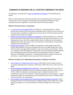 SUMMARY OF RESEARCH ON U.S. EFFECTIVE CORPORATE