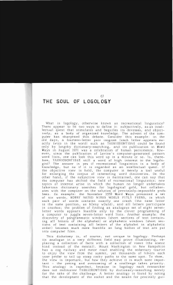 The Soul of Logology - Digital Commons @ Butler University
