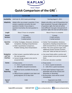 Quick Comparison of the GRE