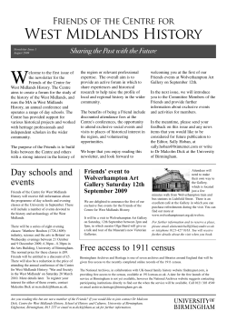 Friends of the Centre Newsletter Issue 1