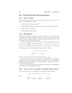 4.8 Partial Fraction Decomposition