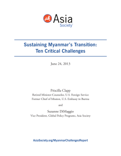 Sustaining Myanmar`s Transition: Ten Critical