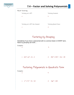 7.4 &ndash; Factor and Solving Polynomials 1 - Flipped Math