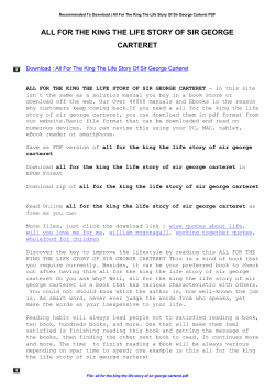 All For The King The Life Story Of Sir George Carteret