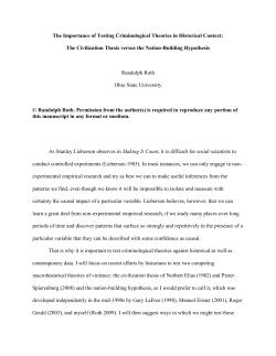The Importance of Testing Criminological Theories in Historical