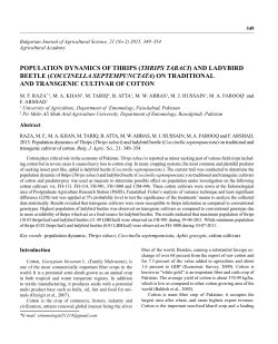 population dynamics of thrips (thrips tabaci)