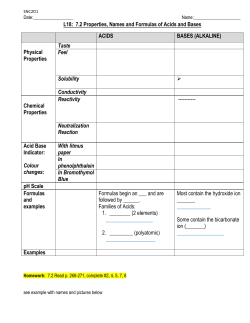 L18: 7.2 Properties, Names and Formulas of Acids and Bases