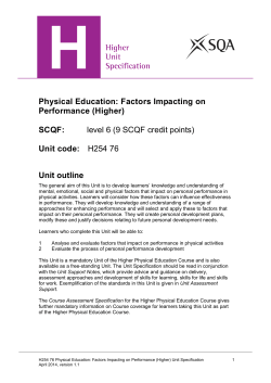 Physical Education: Factors Impacting on Performance (Higher)
