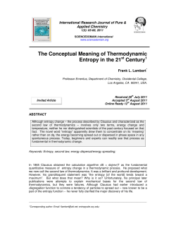 The Conceptual Meaning of Thermodynamic Entropy in the 21 Century