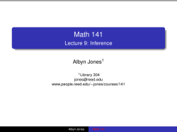 Math 141 - Lecture 9: Inference