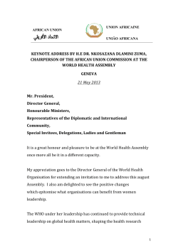 keynote address by he dr. nkosazana dlamini zuma, chairperson of