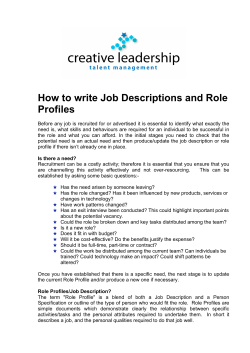 How to write Job Descriptions and Role Profiles