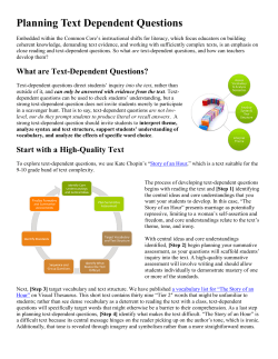 Planning Text Dependent Questions
