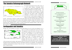 Mission The Jamaica Seismograph Network Earthquakes