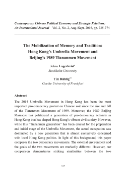The Mobilization of Memory and Tradition: Hong Kong`s Umbrella