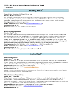 2017 – 8th Annual Natural Areas Celebration Week Saturday, May 6