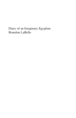 Diary of an Imaginary Egyptian Brandon LaBelle