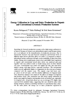 Energy Utilization in Crop and Dairy Production in Organic and