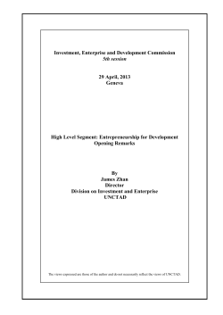 Opening Remarks, James Zhan, Director, Division on