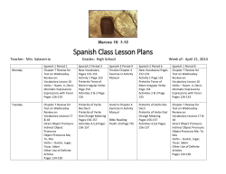 Spanish Class Lesson Plans 04212014